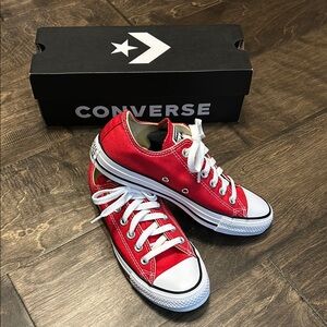 Converse Red and White Chuck Taylor Low-Top Sneakers